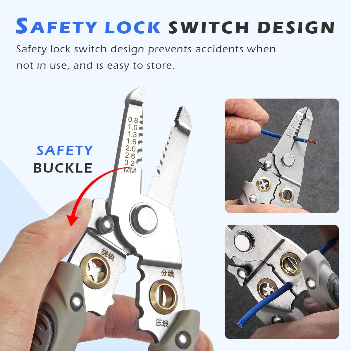 Wire Stripper and Cutter Pliers Tools For Electricians 6-in-1 Multifunctional Wire and Cable Stripping, Cutting, Winding, Crimping Precision Stainless Stee Hand Tool