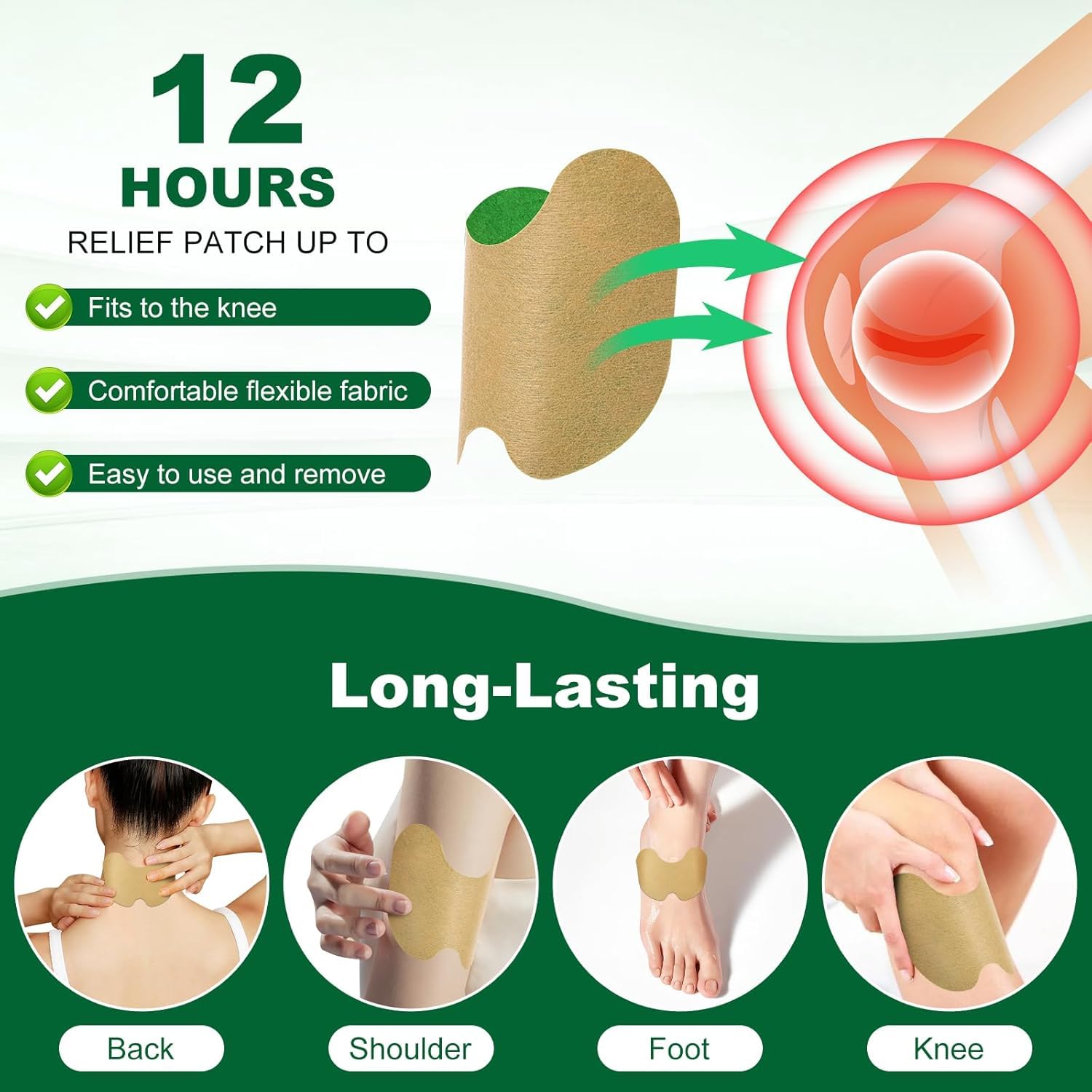 Herbal Pain Relief Knee Patches-30 Made with Natural Wormwood | Instant Extract Patch Relief of Joint Pains