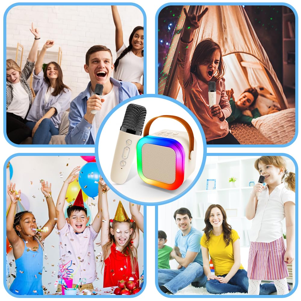Mini Bluetooth Speaker with Mic | Wireless Portable Bluetooth Speaker with Microphone & Led Lights | Birthday Gift for Kids Boys, Girls and Adults