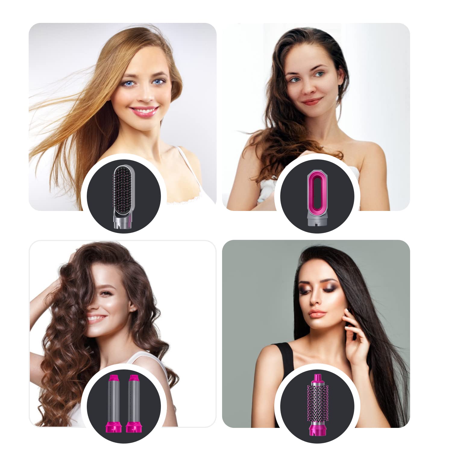 5 In 1 Hot Air Styler Hair Dryer Comb Multifunctional Styling Tool Fast Heating Crimper Wand Manual Curler In All Hair Type ,Negative Ion Comb For Straightening
