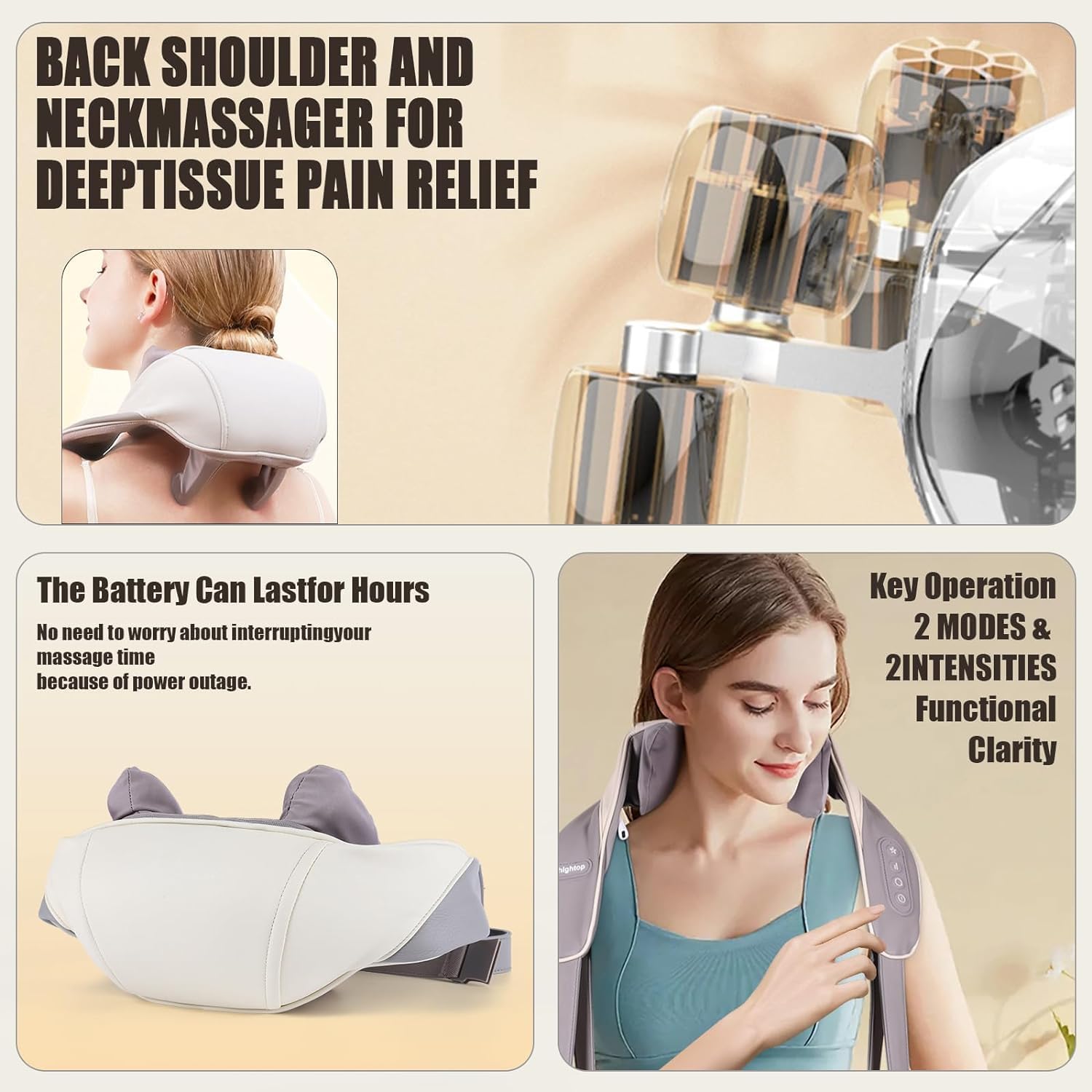 Neck Back Shoulder Massager for Pain Relief Deep Tissue 5D Kneading Shiatsu Roller Massage Machine for Body Aches Pains with Infrared Heat Therapy for Body Relax, Neck Cervical, Muscles, Waist, Calf, Legs