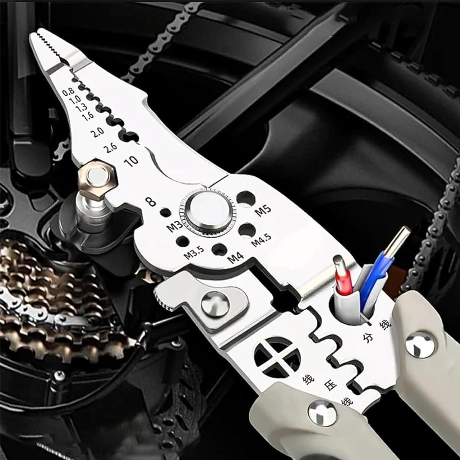 All in 1 Multifunction Stainless Steel Wire Stripper/Wire Crimping Tool, Wire Cutter, Wire Crimper, Cable Stripper, Wiring Tools