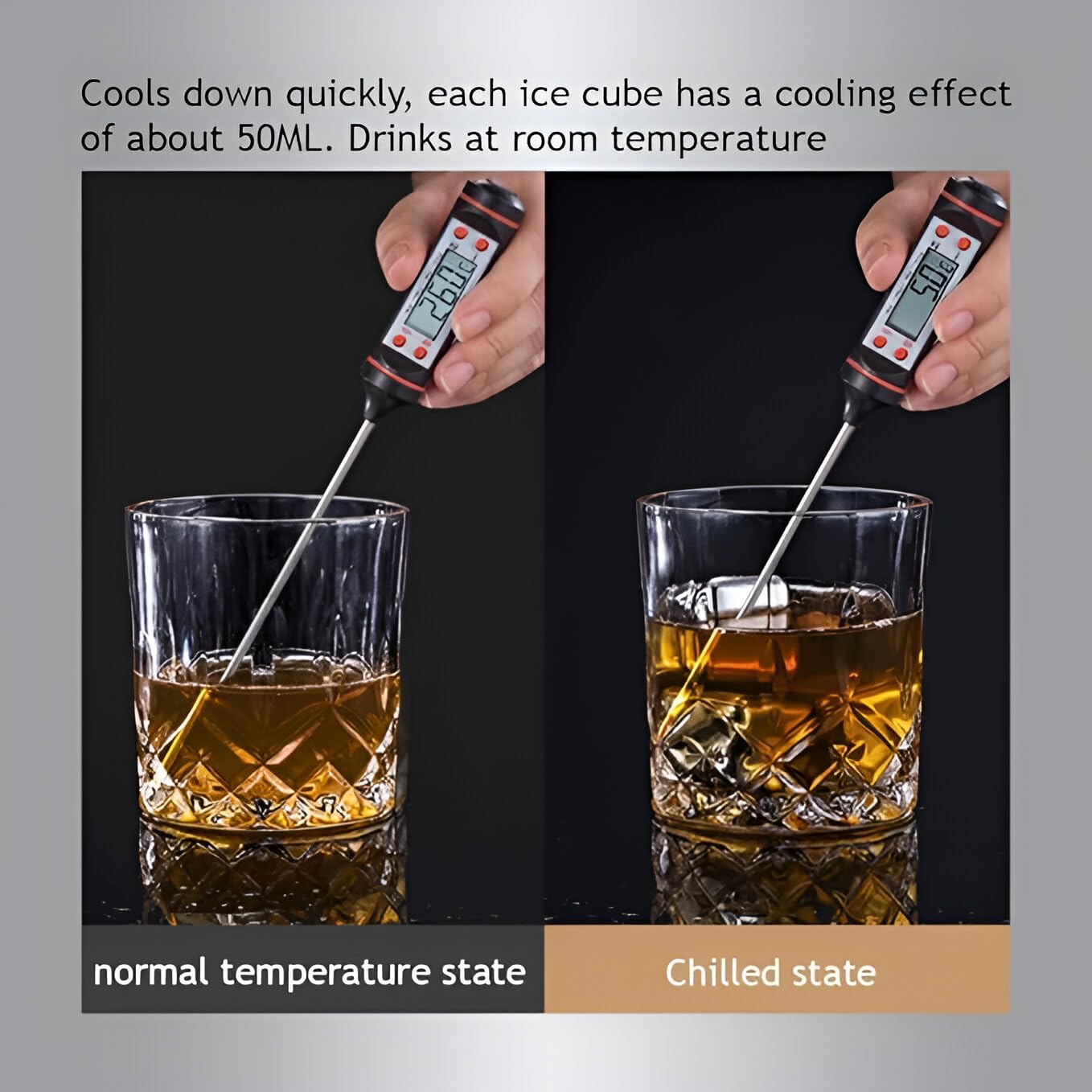 Stainless Steel Whiskey Stones Set – 8 Metal Ice Cubes with Tongs & Storage Tray for Whiskey, Wine, Bourbon, and Cocktails