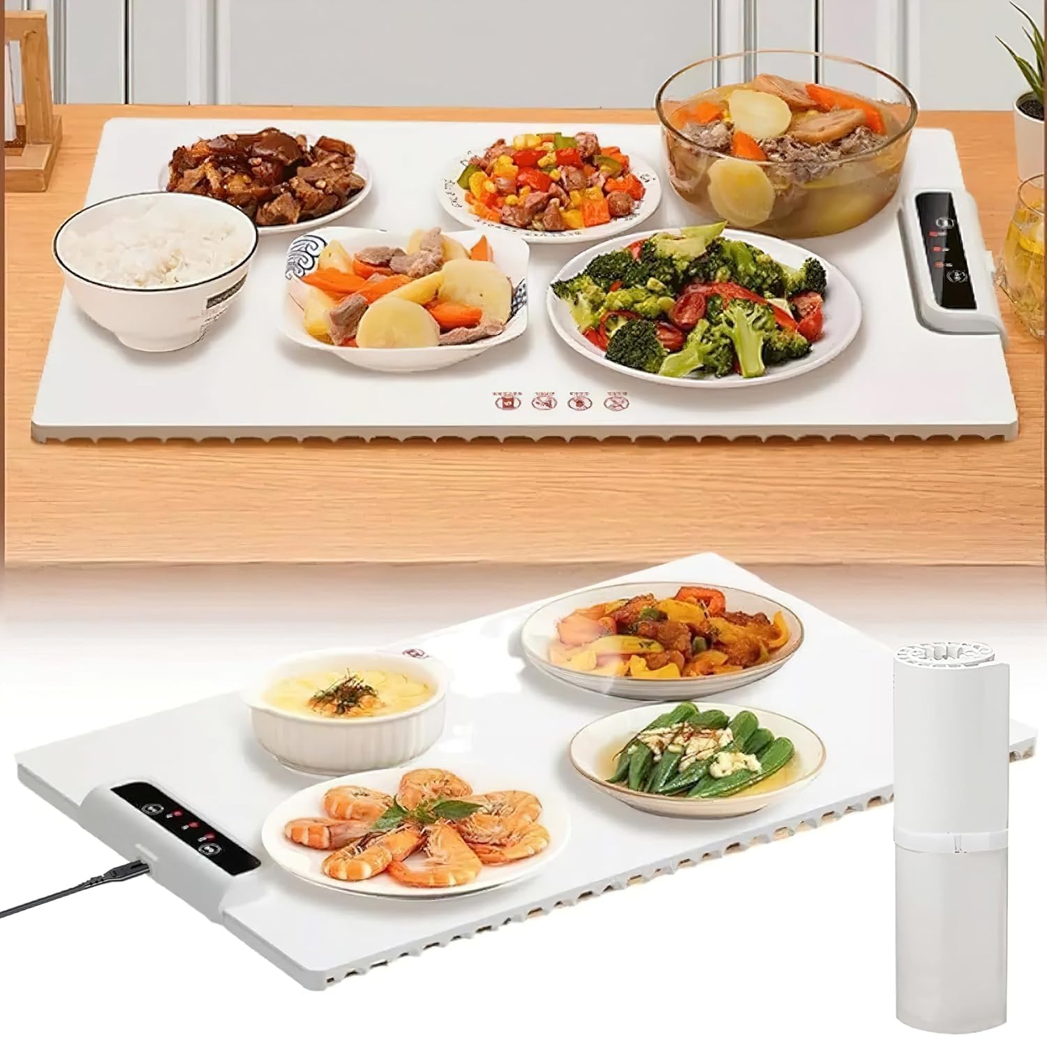 Electric Food Warmer, Full Surface Heating Food Warmer Mat Electric Plate with 3 Temperature Settings, Portable Heater Tray Food Warming Mat