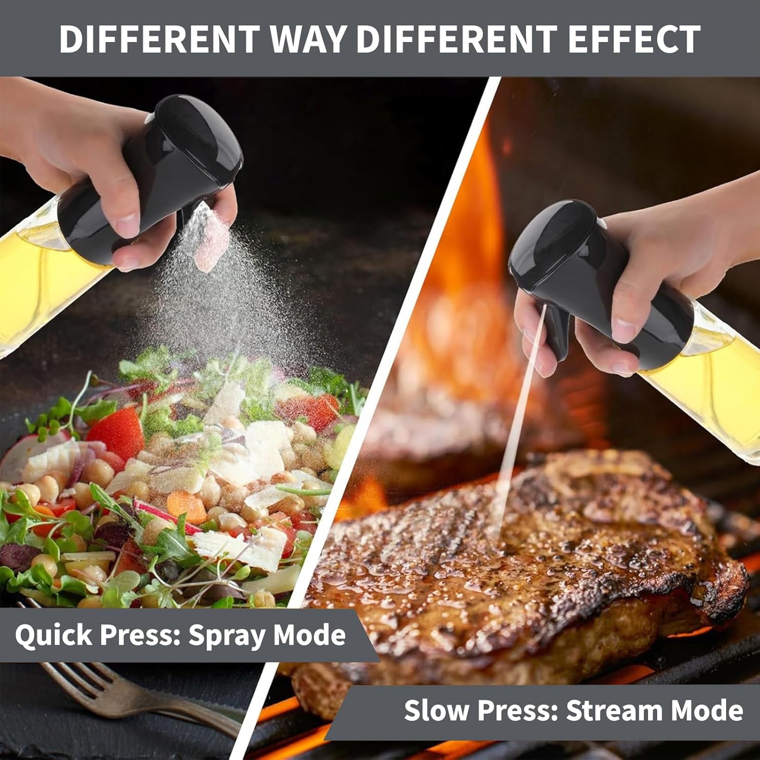 Glass Oil Spray Dispenser Cooking 200ml Olive Oil Spray Bottle Refillable Food Grade Oil Vinegar Spritzer Sprinkler Mister Used for Air Fryer, Salad Making, Frying, BBQ