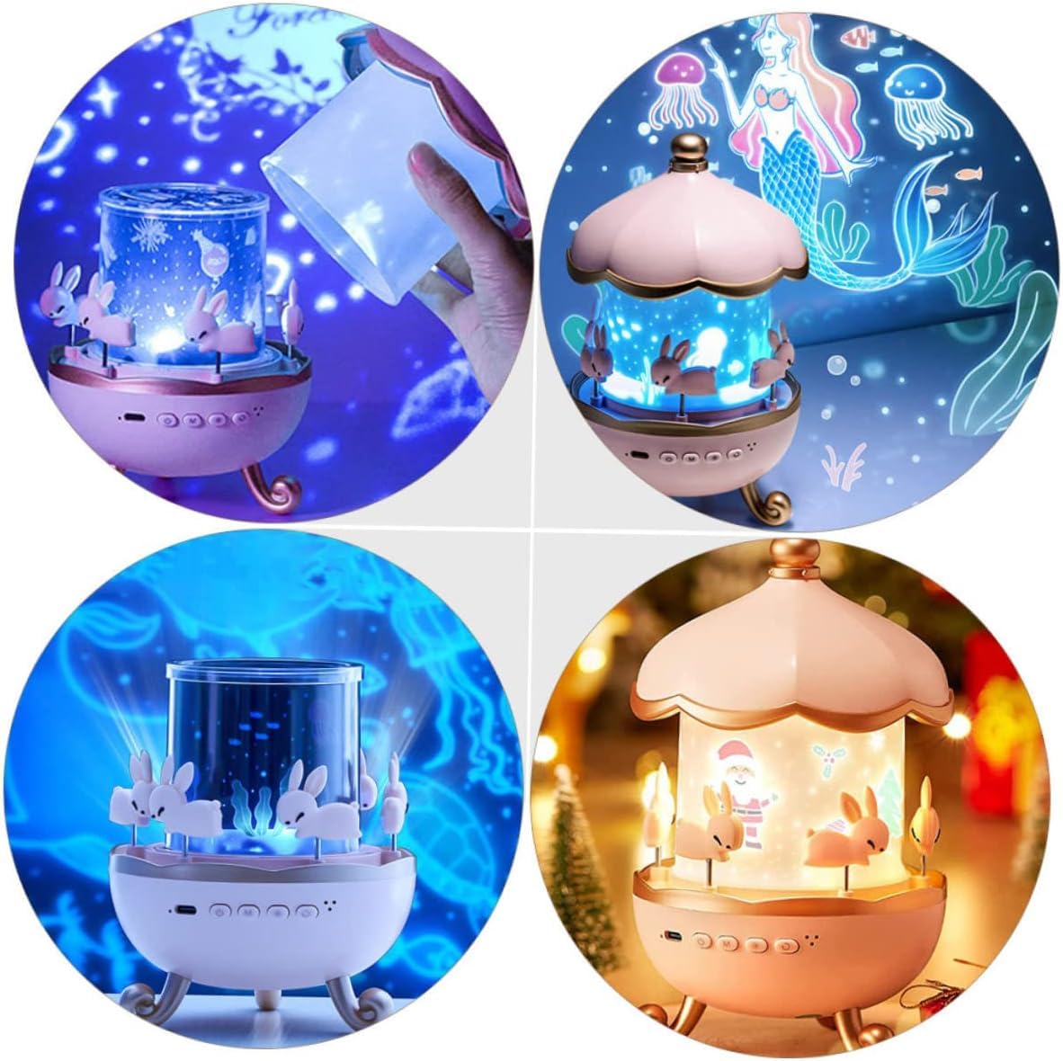 Night Light Cabin Projector Lamp 360° Rotatable LED Night Lamp for Kids Room Decor, Kids Night Lights for Girls Bedroom 6 Film Shade, Star Projector, USB Powered Birthday Gift for Kids