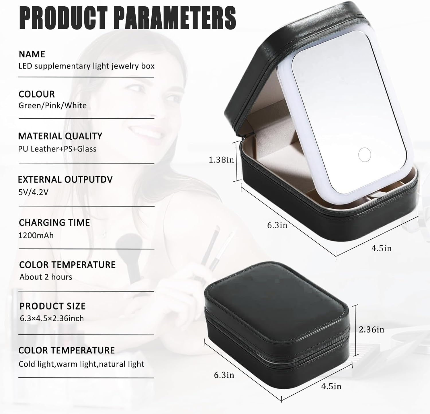 Travel Makeup Case with LED Mirror, Makeup Bag with Lighted Mirror, Cosmetic Storage Box, Christmas Portable Organizer Vanity Case for Women, Beauty Tool Accessories
