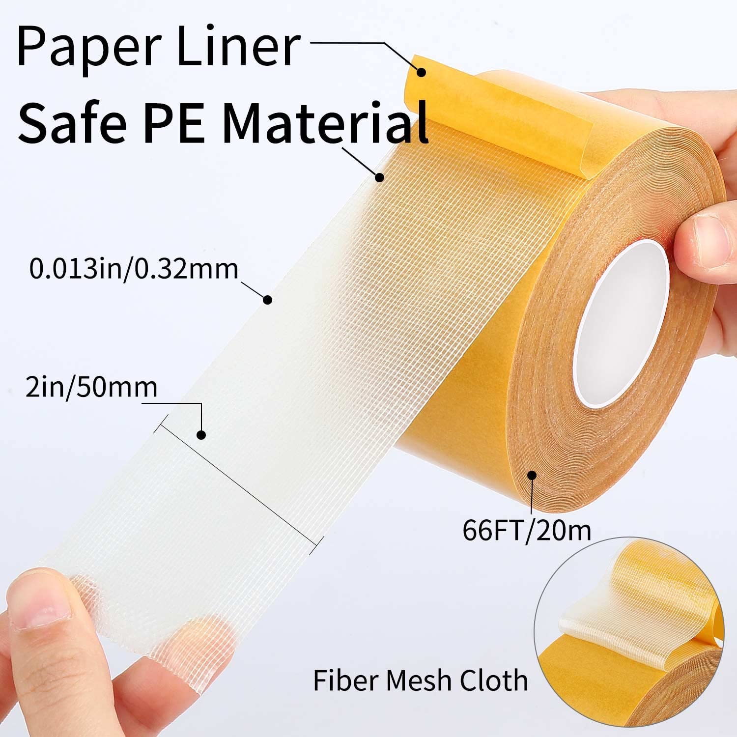 Double Sided 3CM x 20M Long Super Strong Sticky Carpet Tape, Non-Slip Waterproof Removable Mesh Grid Tape for Hardwood Floors, Mats, Wall Hanging & Paste Decoration
