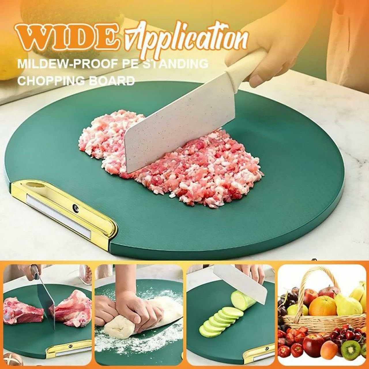 Circle Stand-able Double-Sided Chopping Board | Vegetable, Fruit Cutter, Meats Chopper Board, 360°Rotatable