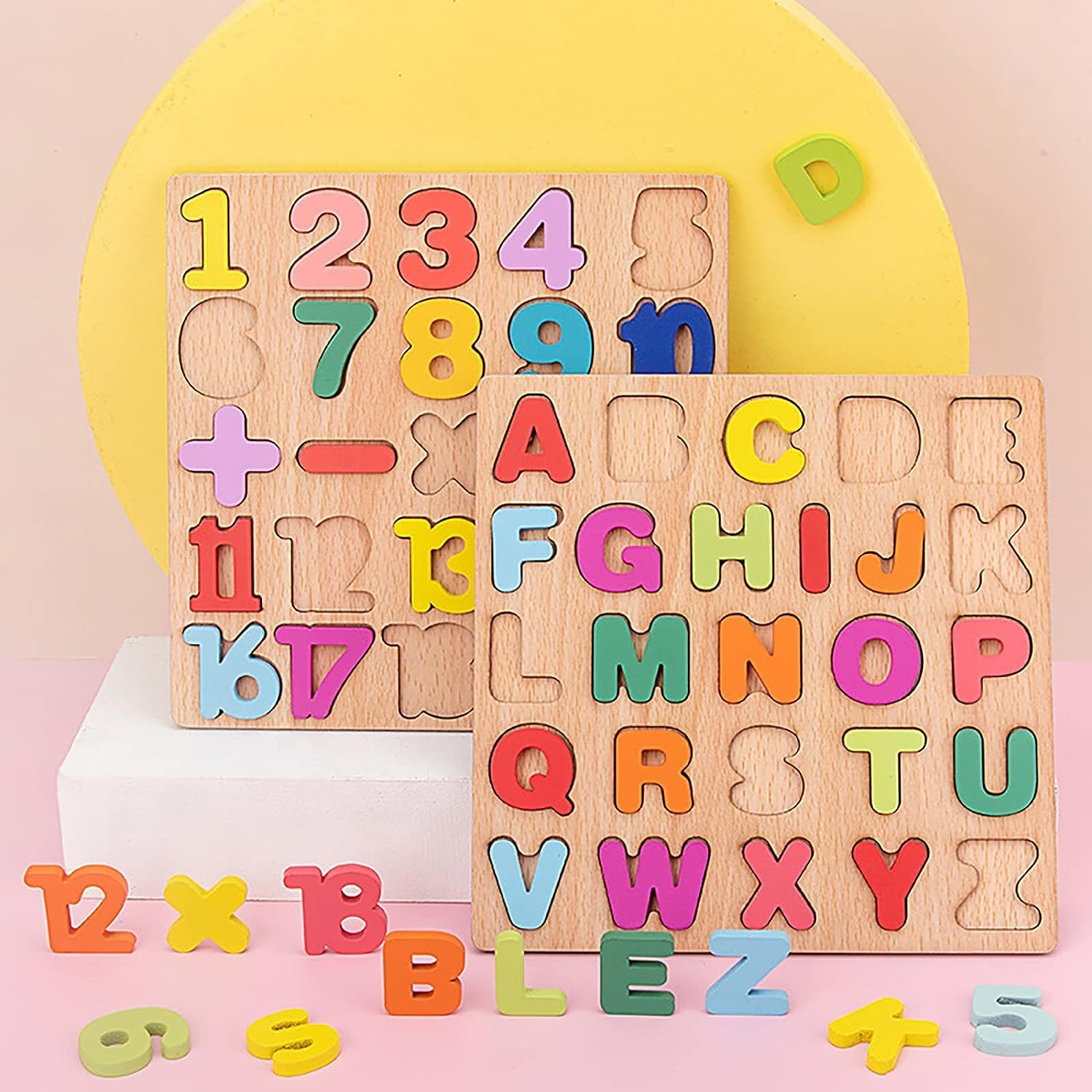 Wooden Learning Educational ABCD Board for Kids, Activity Toys for Toddlers & Preschoolers | ABCD Puzzle Set | Puzzle Toys for 2 Years Old Boys & Girls (Alphabets, Numbers & Shapes)