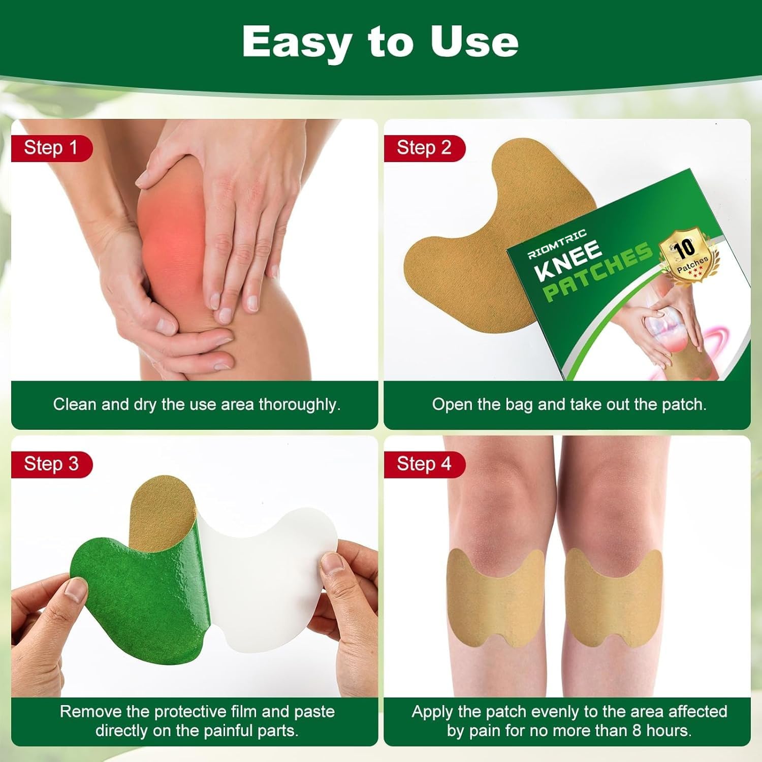 Herbal Pain Relief Knee Patches-30 Made with Natural Wormwood | Instant Extract Patch Relief of Joint Pains