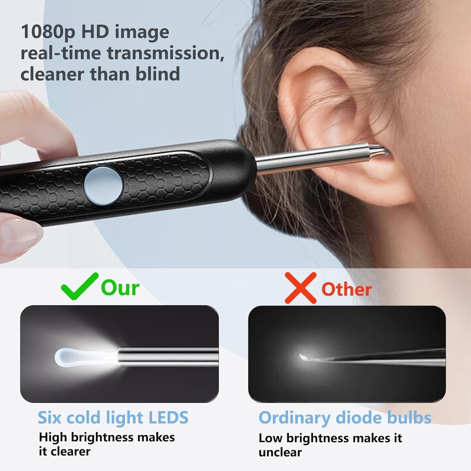 Ear Wax Removal, Ear Cleaner with Camera, Ear Wax Removal Kit with 1080P, Ear Camera Otoscope with Light, Ear Cleaning Kit for Android