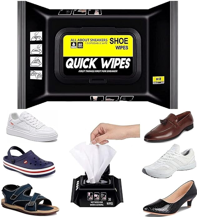 Natural Sneaker & Shoe Cleaner Wipes - 1 Packs of 80 - Portable Sneakers Cleaner Shoe Wipes Quickly Remove Dirt & Stains - These Disposable Shoe Cleaning Wipes Can