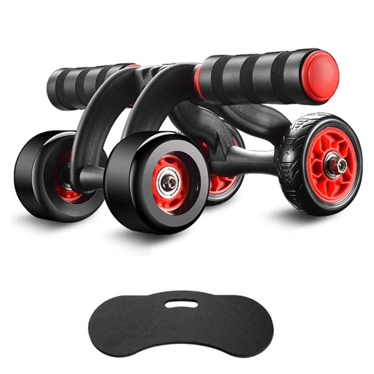Automatic Rebound Design 4 Wheel Ab Roller With Knee Mat - Abdominal Workout Fitness Exercise Equipment
