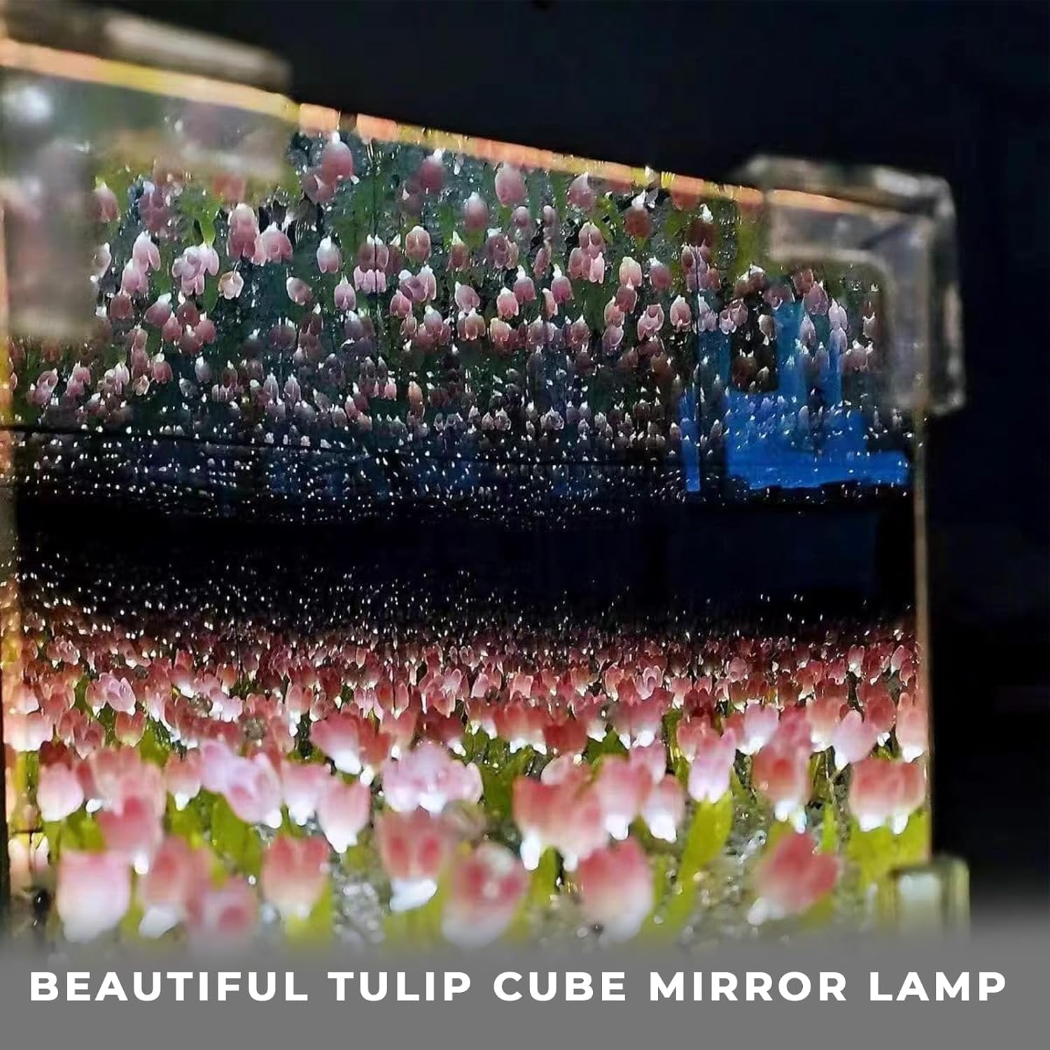 Do It Yourself - Tulip Cube Mirror Lamp, 30 Flowers LED Decorative Lamp, 2 in 1 Mirror & Table Ornaments for Bedroom Livingroom Desktop Decor Birthday Gift