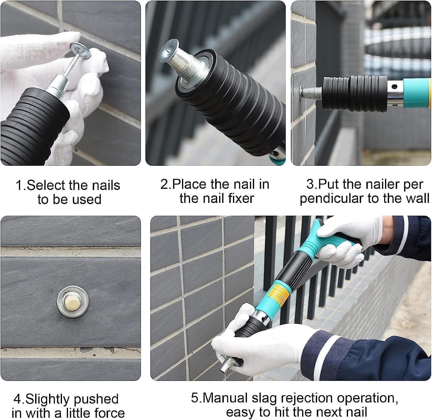 Non Slip Rivet Gun and Rivets, Manual Steel Nail Gun Tool, Fixation Tool, Driller Fasting Tools, Household Woodworking Accessories with (20 Nail).