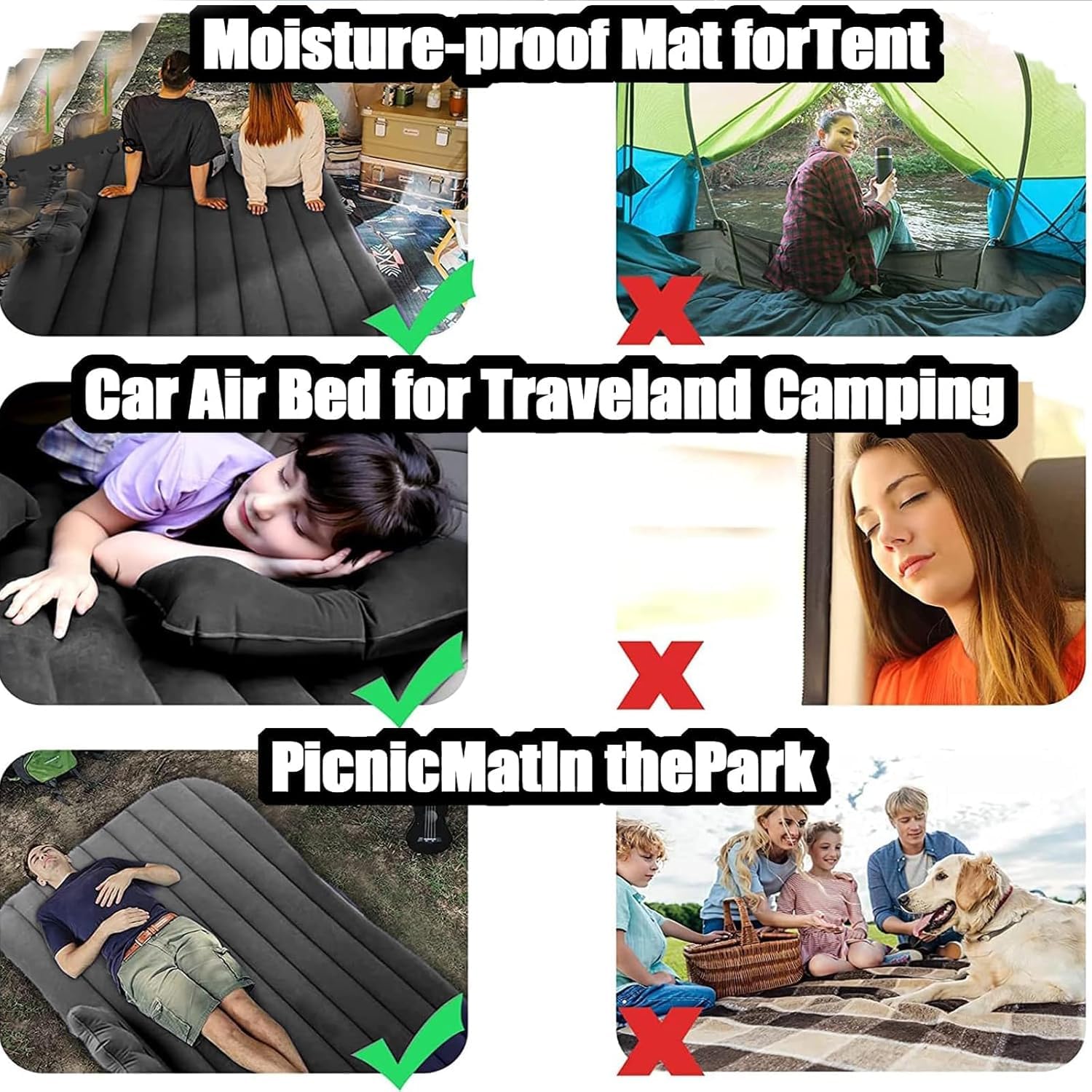 Premium Car Inflatable Bed with Pump & 2 Air Pillow | Quick Inflatable Back Seat Bed | Car Inflatable Mattres | Car Bed Mattress | Car Bed for Kids,Travel,Trip,Camping,Picnic, Beach (Grey)