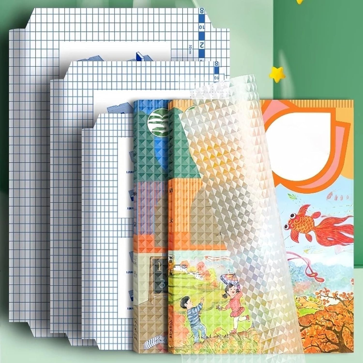 Transparent Paper Sticker Book Cover Film, Book Biding Cover [30 Pcs- 3 Different Sizes -10 Each] Waterproof Self-Adhesive Book Cover for School,