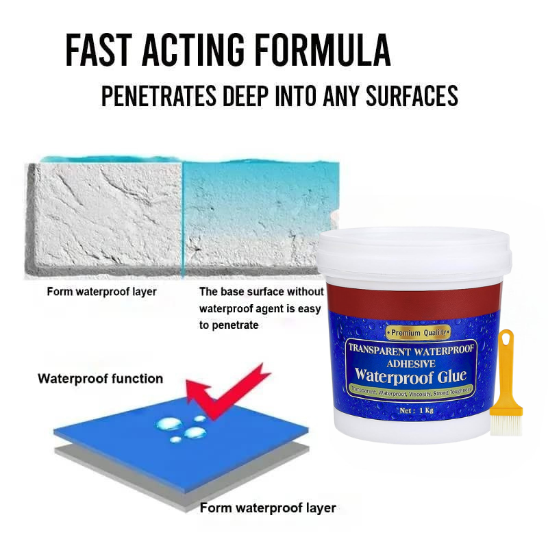 Adhesive Glue,1 Kg, with Brush, Transparent, for Roof Leakage, Crack Seal, Water Leakage Solution, Waterproofing for Pipe, Wall, Tiles