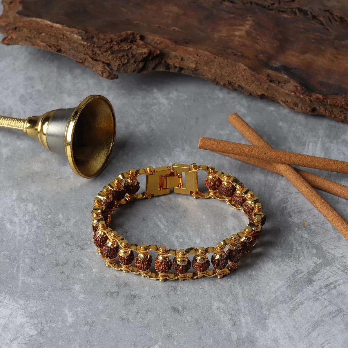 Gold Gold Plated Modern Rudraksha Bracelet