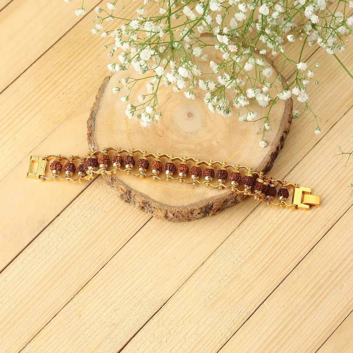 Gold Gold Plated Modern Rudraksha Bracelet