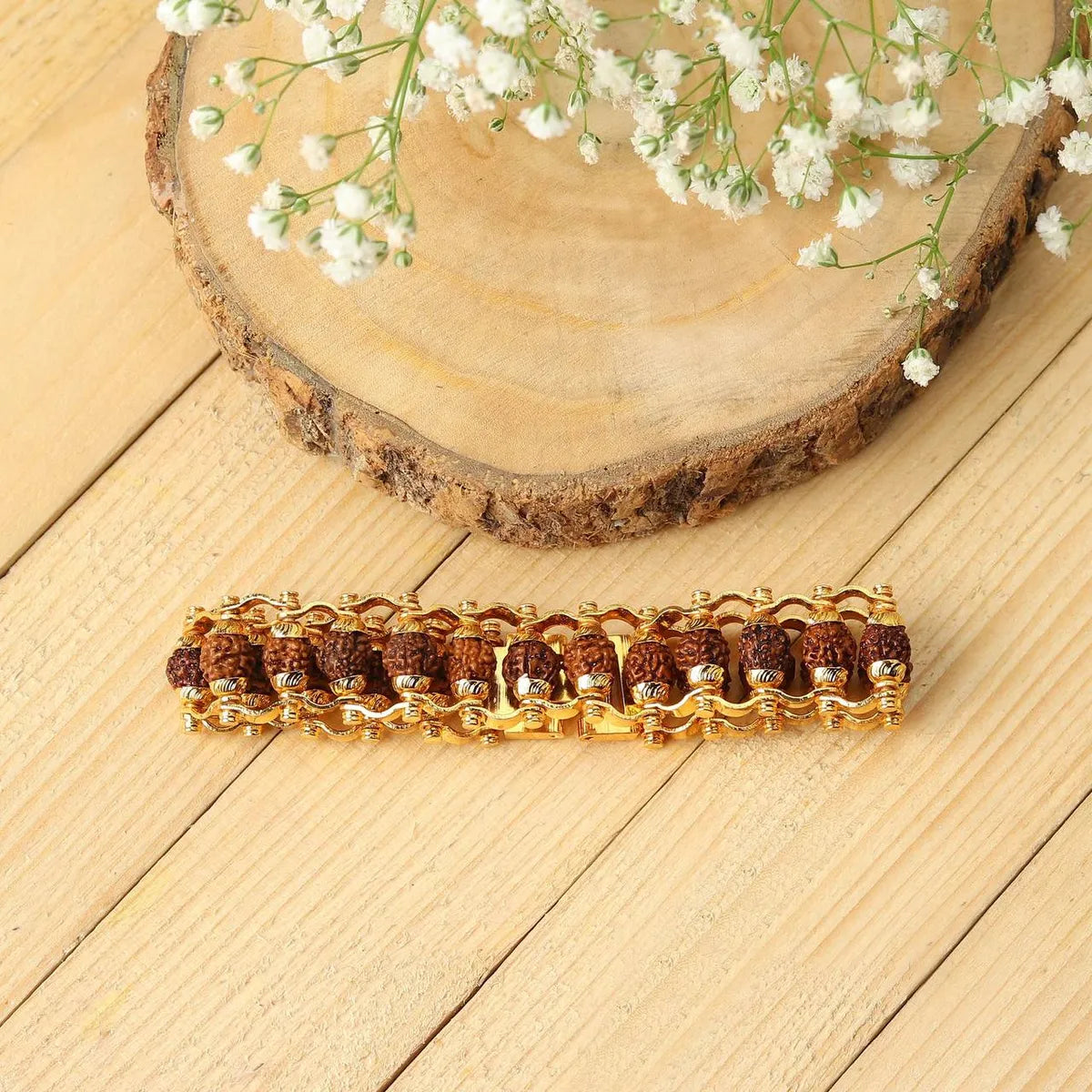 Gold Gold Plated Modern Rudraksha Bracelet