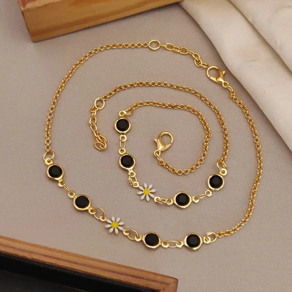 Gold Classic Minimal Gold Box Chain High Gold Plated Anklet