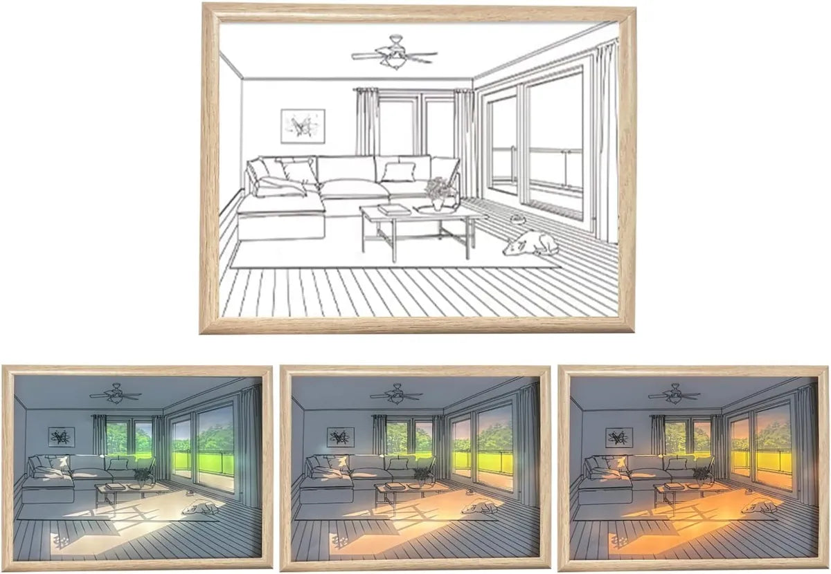 Wood Sunset Led Night Light Painting Decoration Led Wall Art Illuminated Light Up Picture,Light Art Decor,Bedside Lamp For Nightstand,Night Lights For Kids Adults(Sunbathing Dog,22 X 17 Cm)