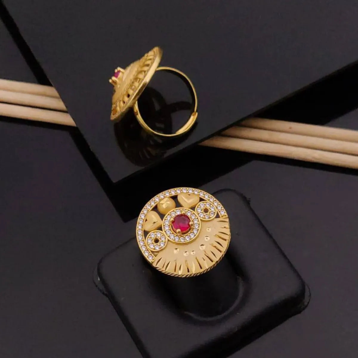 Gold Dazzling Adjustable Diamond Ring Anti-Tarnish & Perfect