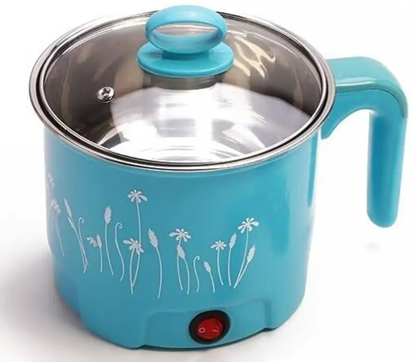 Electric 1.8 Litre Mini Cooker Kettle with Glass Lid Base Concealed Base Cooking Pot Noodle Maker Egg Boiler hot Pot Vegetable and Rice & Pasta PorridgeTravel Cookers and Steamer