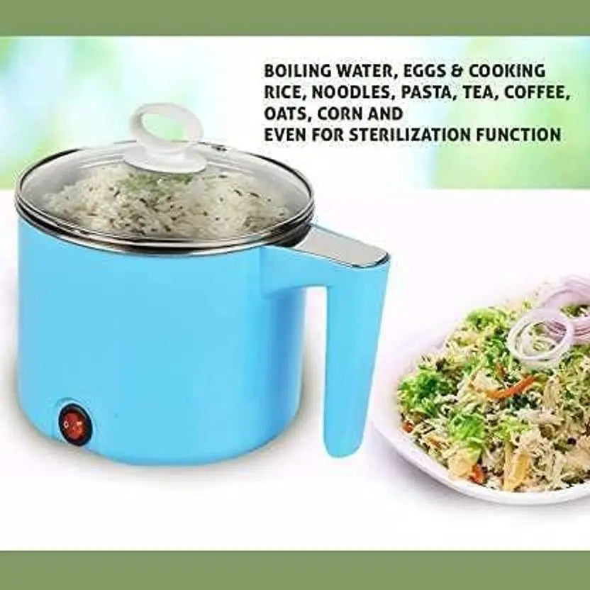 Electric 1.8 Litre Mini Cooker Kettle with Glass Lid Base Concealed Base Cooking Pot Noodle Maker Egg Boiler hot Pot Vegetable and Rice & Pasta PorridgeTravel Cookers and Steamer