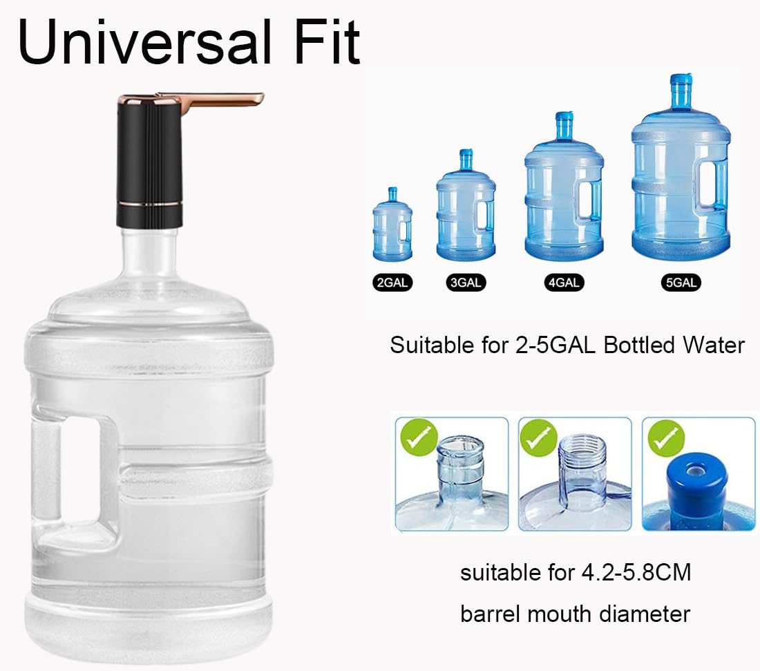 Wireless Water Pump with USB Rechargeable Battery|Portable Water Dispenser Pump for Travel| Electric Water Dispenser for Universal 5 Gallon Bottle |Water Bottle Aqua Pump