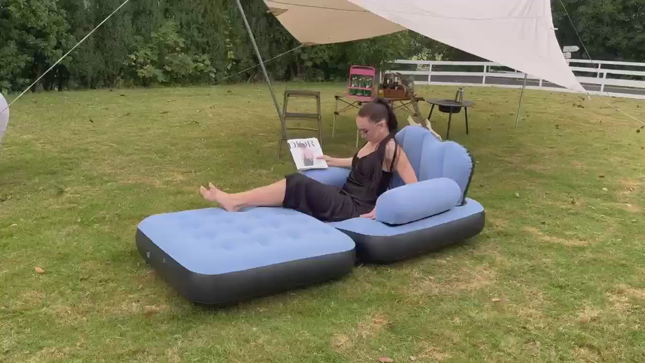 Compatable with Inflatable Couch - Double Layer 5 in 1 Inflatable Sofa Bed with Armrest - Inflatable Sofa Multifunctional Five in One Inflatable Bed Convenient Foldable Lounge Chair