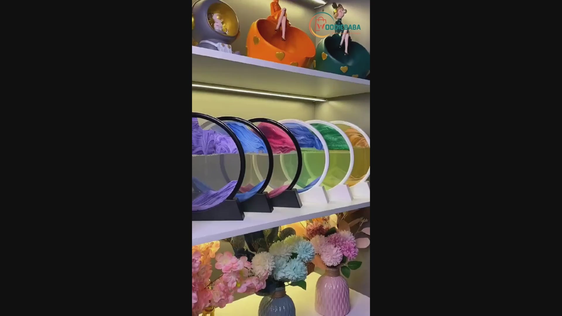 Moving Sand Art Picture Glass Liquid Painting 3D Natural Landscape showpieces for Home Decor Antique Gifts for Kids Office Desktop Decoration Desk Table Decorative Items